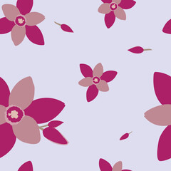 Floral seamless print, cold shades. Fuchsia colors. For postcards, bedding and decor.