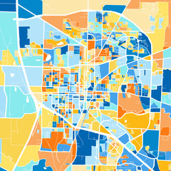 Art map of Denton, UnitedStates in Blue Orange