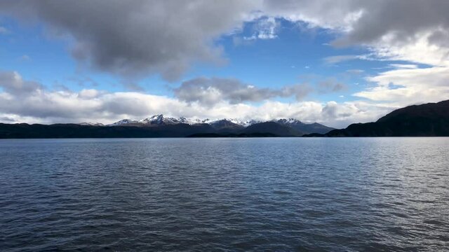 Sea between the fjords of Chilean Patagonia in Tierra del Fuego. Chile.