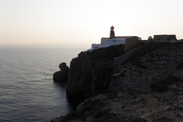 Sagres, Portugal, cliff and sunset