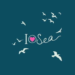 Vector background. I love sea