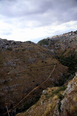 Footpath climbing the canyon walls, Matera, European Capital of Culture 2019