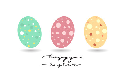 Egg color with Happy Easter Hand drawn calligraphy and brush pen lettering in the happy Easter day
