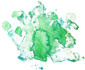 watercolor stain green spots on white background
