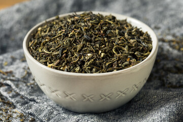 Dry Green Organic Tea Leaves