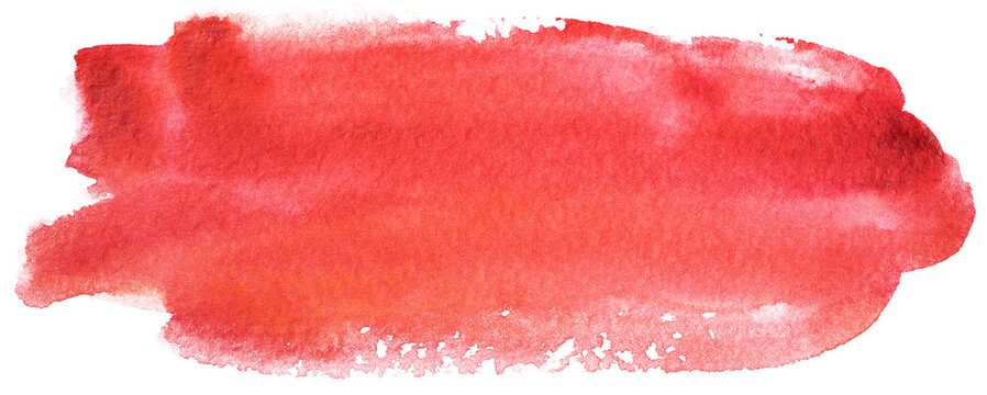 watercolor stain red banner on white background