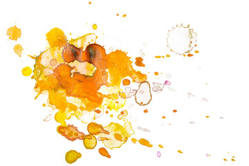 watercolor stain yellow on white background