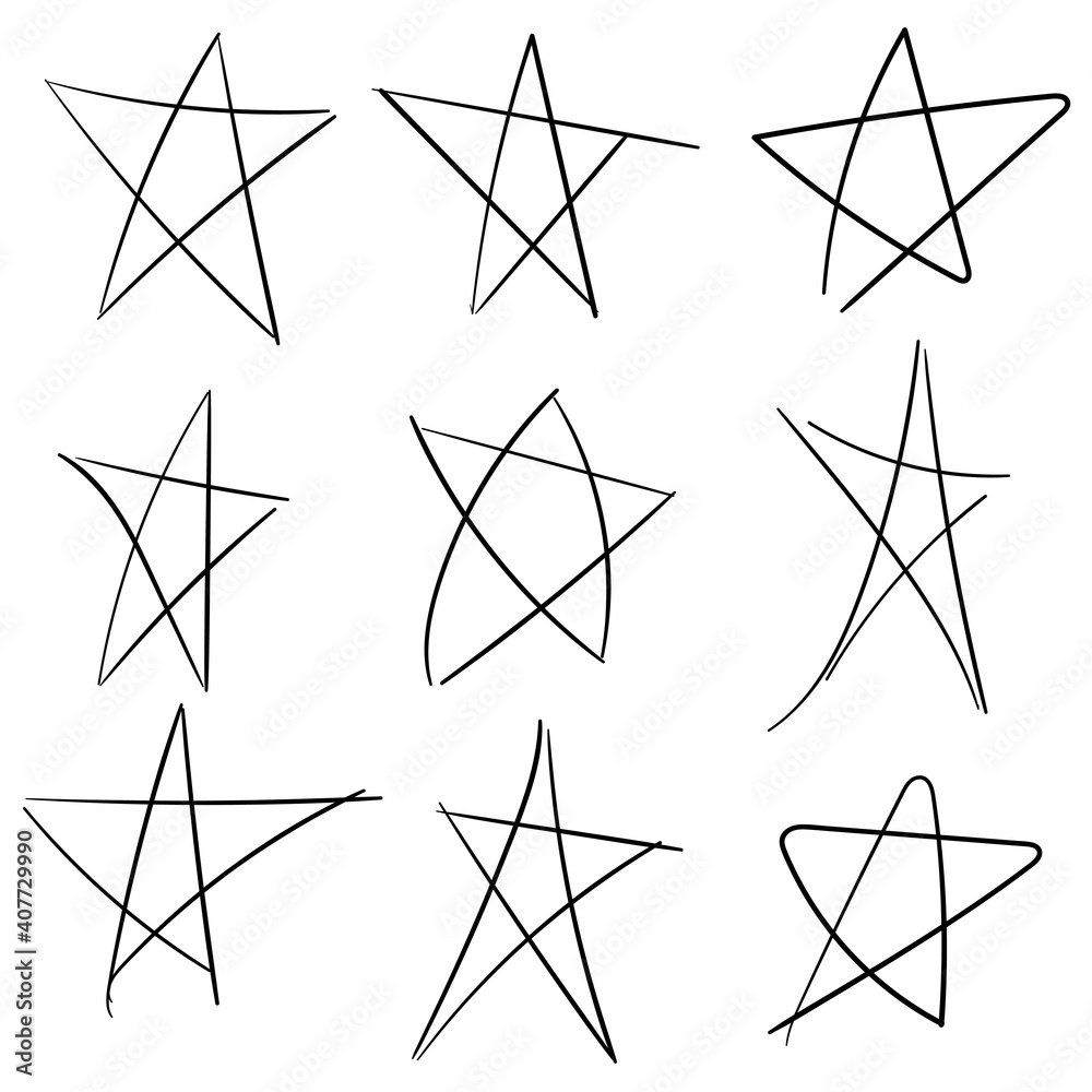 Poster stars scribble set. vector.