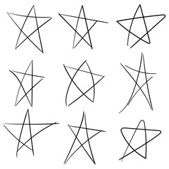 Stars Scribble Set. Vector.