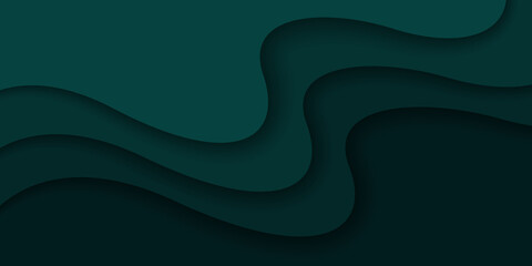 abstract green wavy background in paper cut-out style.  vector illustration, eps