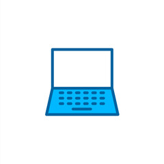 Laptop icon in blue color style