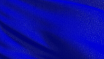 Empty blue flag and copy space for advertisement. Mockup. 3d abstract illustration.