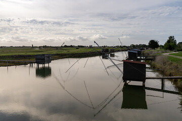 fishing huts above the water 