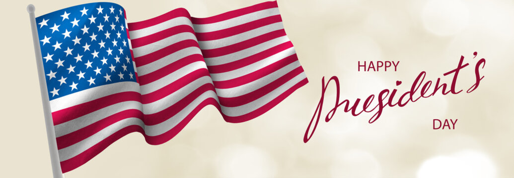 Postcard for the holiday of the President's Day with the image of the flag of America