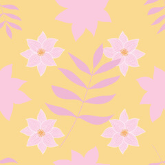 Tropical Summer Flowers and Plants Pattern