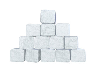 little pyramid of sugar cubes, isolated on white, 3d render