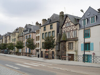Obraz premium Casas tradicionales típicas en la ciudad de Morlaix, en la Bretaña Francesa, primavera 2018.