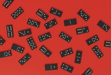 Dominoes 3d render on colored background