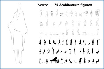 70 silhouettes d'architecture - Vecteur