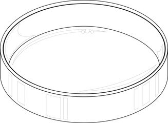 Pencil sketch of an open petrish  used in microbiology cell culture