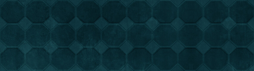 Dark green blue grunge seamless concrete stone tile cement texture background banner panorama, with...