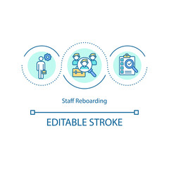 Staff reboarding concept icon. Bringing individuals back who were previous employees. Information on workplace idea thin line illustration. Vector isolated outline RGB color drawing. Editable stroke