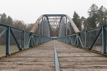 Fototapeta na wymiar Maribor waterpark bridge in Slovenia over a river
