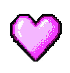 Pixel art heart icon isolated on white background. Vector 8-bit retro style illustration.