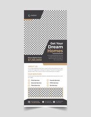 Obraz premium Real estate corporate business construction agent dl flyer design with modern creative Rack card template
