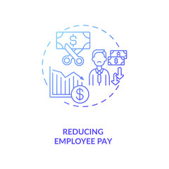Reducing employee pay concept icon. Cost reduction strategy idea thin line illustration. Business process optimization. Value chain components. Vector isolated outline RGB color drawing