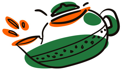 Cute Oolong Tea Pot Vector Illustration