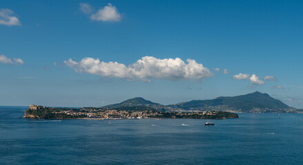 Panoramic view of the islands of Procida and Ischia