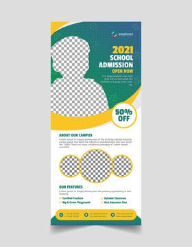 Back To School Admission Study College Education Kids Promotion Banner Rollup Dl Flyer Rack Card Template Design