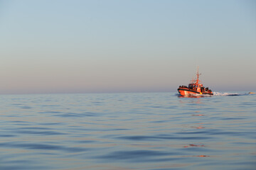 Obraz premium Migration by boat from Africa to Spain