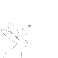 Valentine's day background with hearts and buny, vector illustration