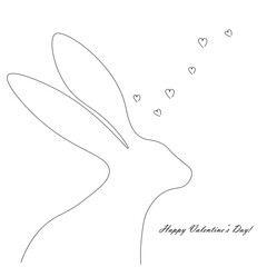 Valentine's day background with hearts and buny, vector illustration