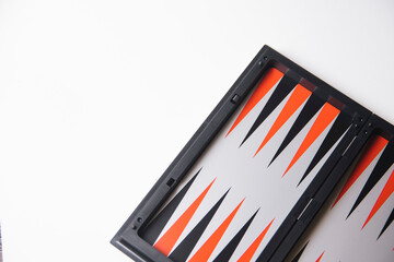 backgammon board and pieces on a white background