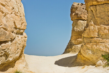 Detail of magnificent stone structures and near Goreme, Cappadocia, Anatolia, Turkey