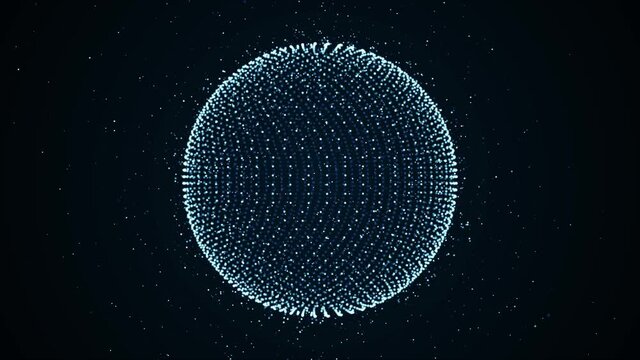 Abstract Digital Sphere Glowing And Flowing Loop/ 4k animation of a digital technology sphere background seamless looping