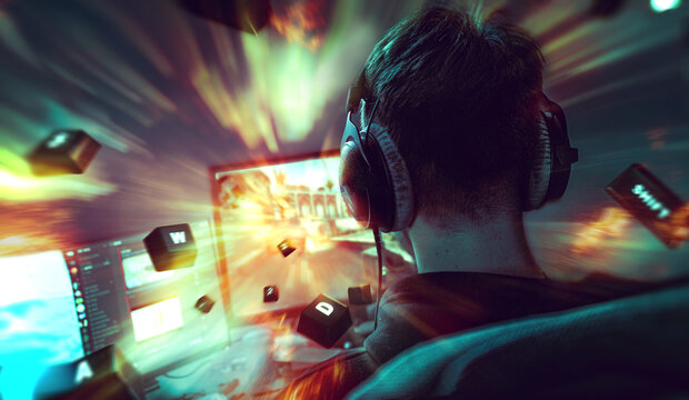 Gamer beim Videospiel