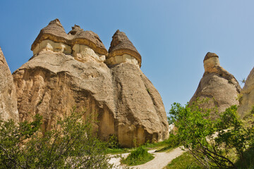 Detail of magnificent stone structures and near Goreme, Cappadocia, Anatolia, Turkey