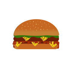 juicy hamburger on white background