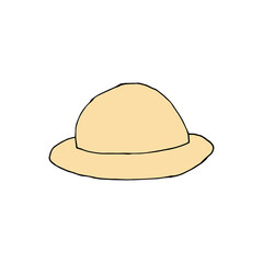 Doodle Summer hat. hand drawn of a Summer hat isolated on a white background. Vector illustration sticker, icon, design element
