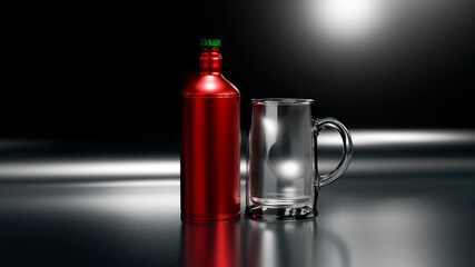 Obraz premium Botella de aluminio con tarro para cerveza