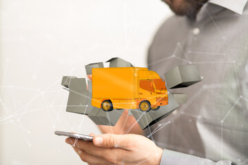 Transport Cardboard boxes, logistics and delivery concept digital 3d.