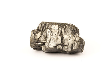 Lump of black coal isolated on white background.