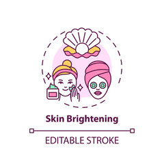 Skin brightening concept icon. Face mask effect idea thin line illustration. Skin lightening and bleaching. Cleansers and moisturizers. Vector isolated outline RGB color drawing. Editable stroke