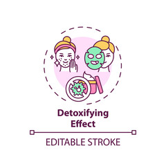Detoxifying effect concept icon. Face mask idea thin line illustration. Keeping pores clean, tight. Skin rehab. Drawout excess oil, toxins. Vector isolated outline RGB color drawing. Editable stroke
