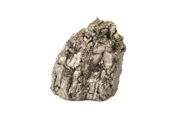 Close-up piece of coal isolated on a white background.