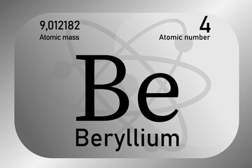 Vector illustration of a sign, symbol of the beryllium atom, an element of the periodic table.